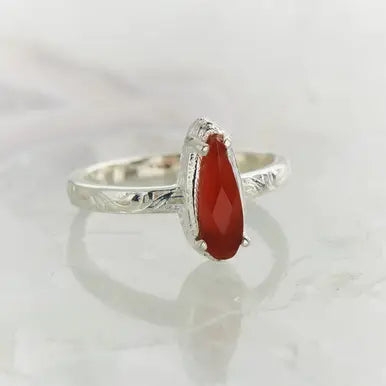 Carnelian Checker Filigree Ring