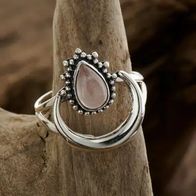 Rose Quartz Halo Ring