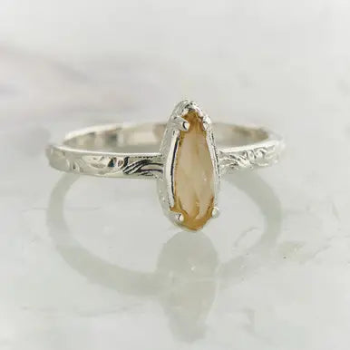 Citrine Checker Filigree Ring