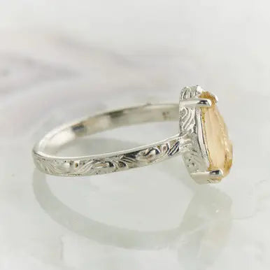 Citrine Checker Filigree Ring