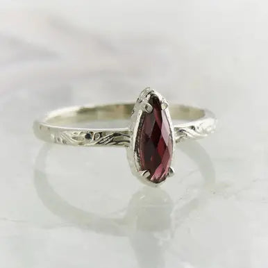 Garnet Checker Filigree Ring