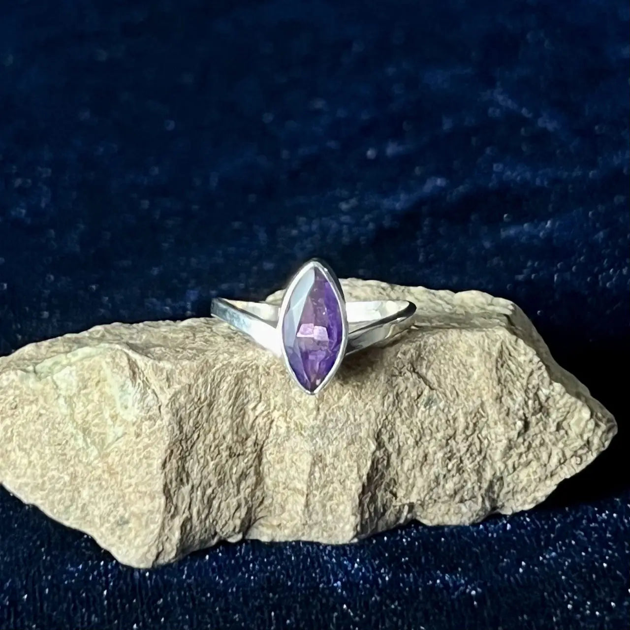 Amethyst Almond Ring