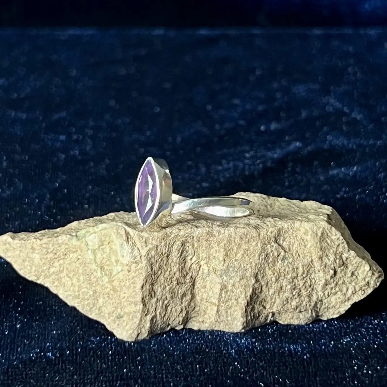 Amethyst Almond Ring