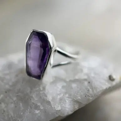 Amethyst Coffin Ring