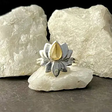 Citrine Lotus Ring