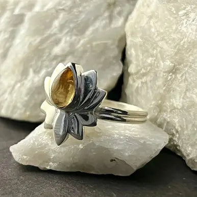 Citrine Lotus Ring