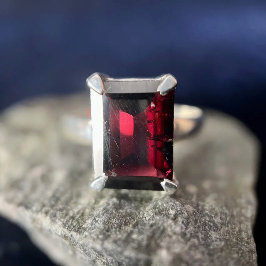 Garnet Shield Ring