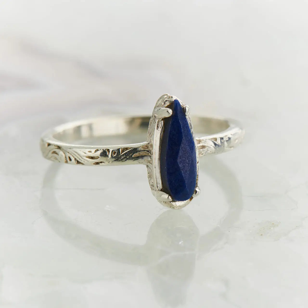 Lapis Lazuli Checker Filigree Ring