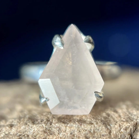 Rose Quartz Shield Ring