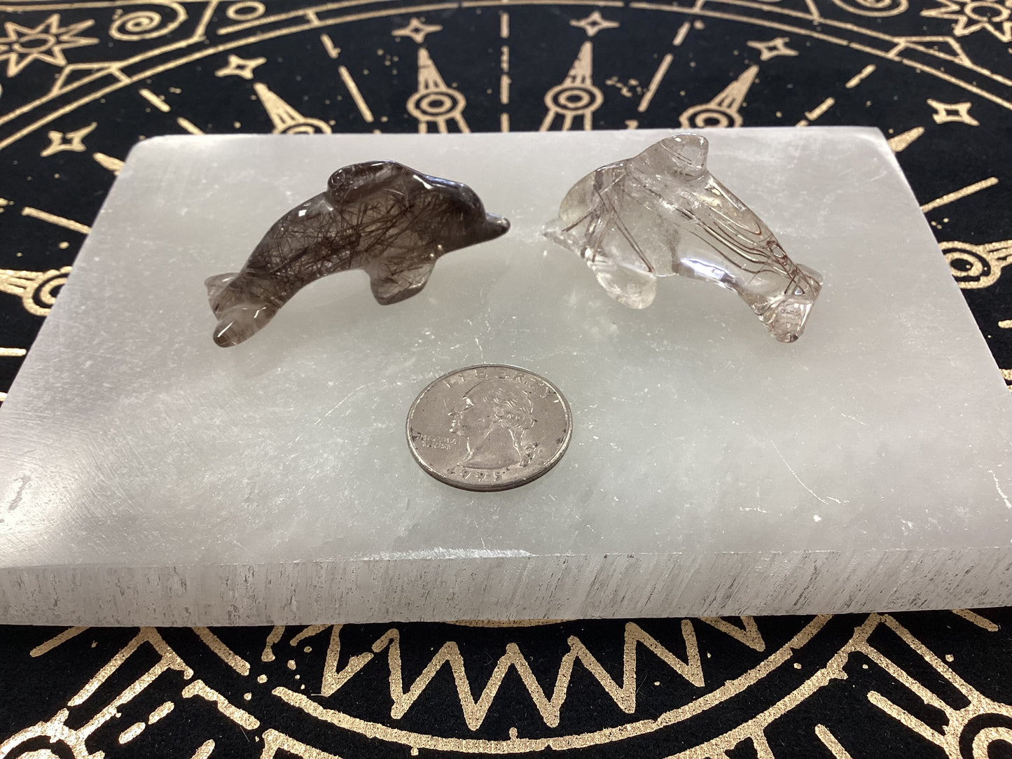 Rutilated Quartz Dolphin Figurines - Small