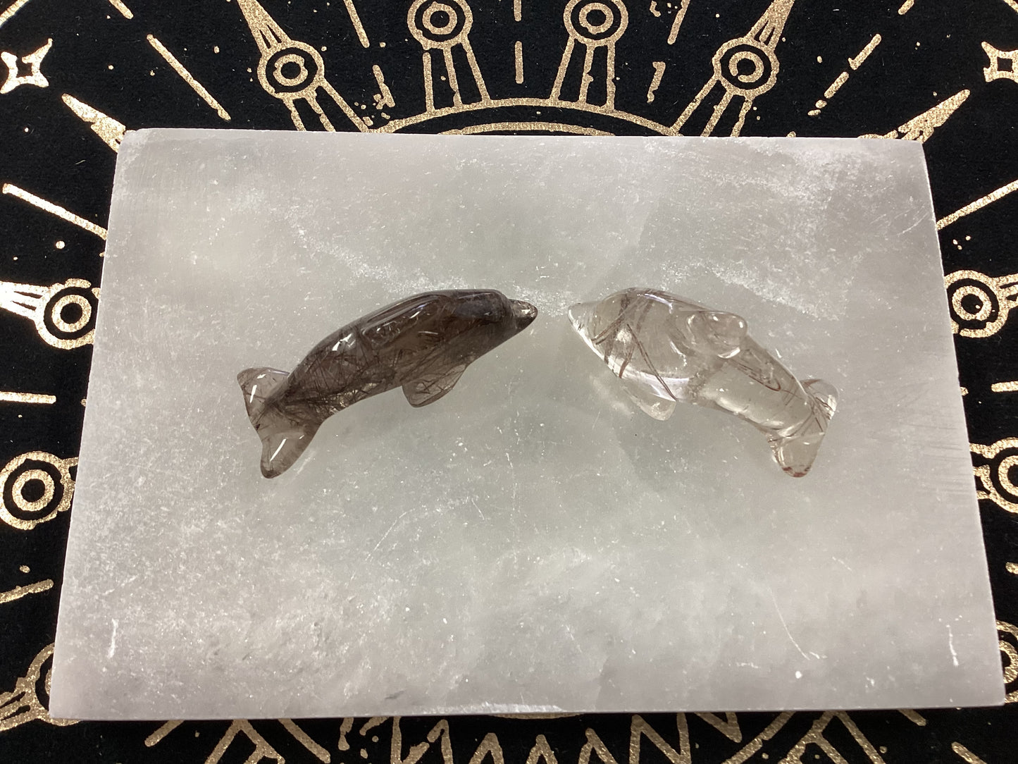 Rutilated Quartz Dolphin Figurines - Small