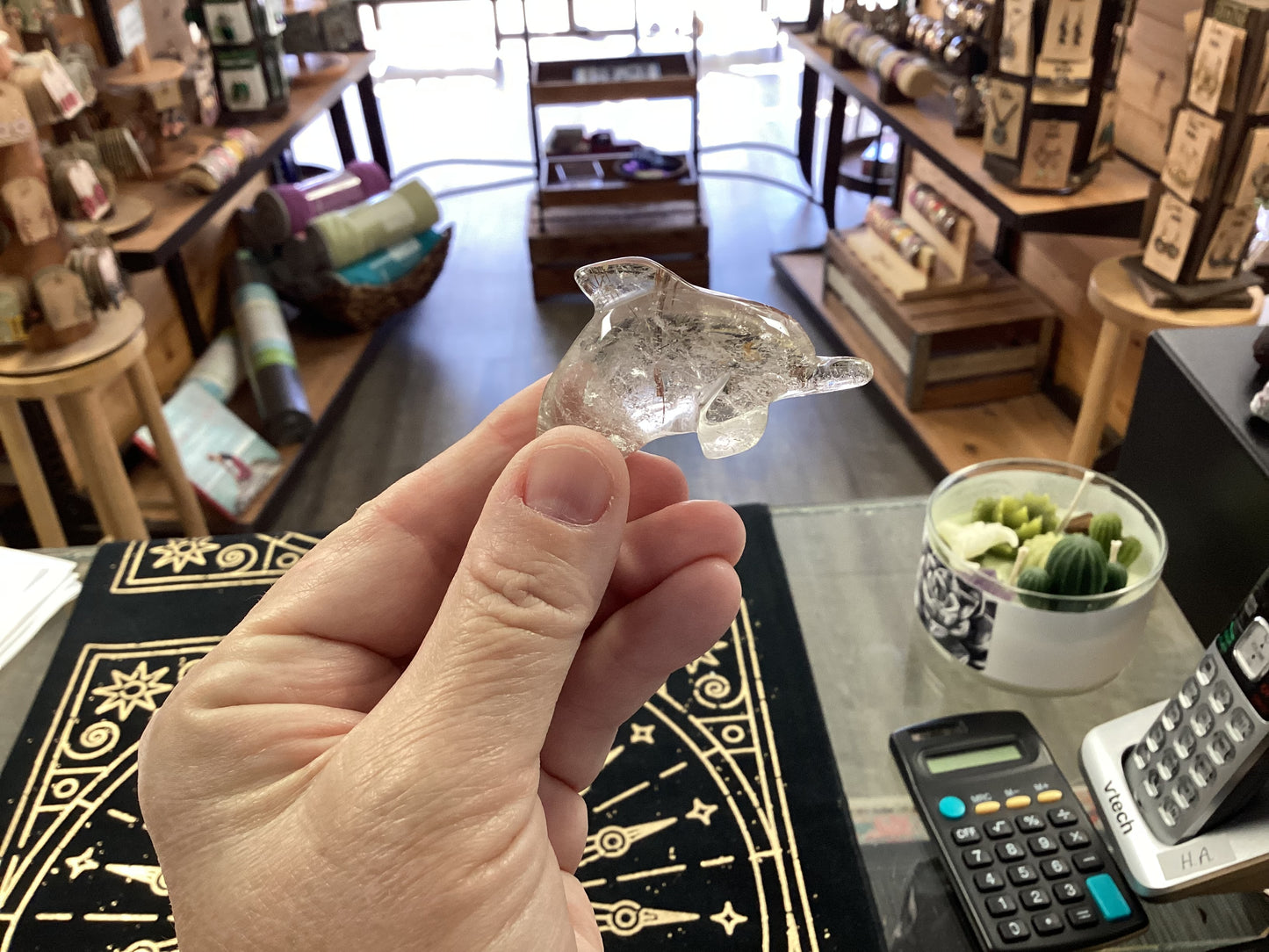 Rutilated Quartz Dolphin Figurine - Large