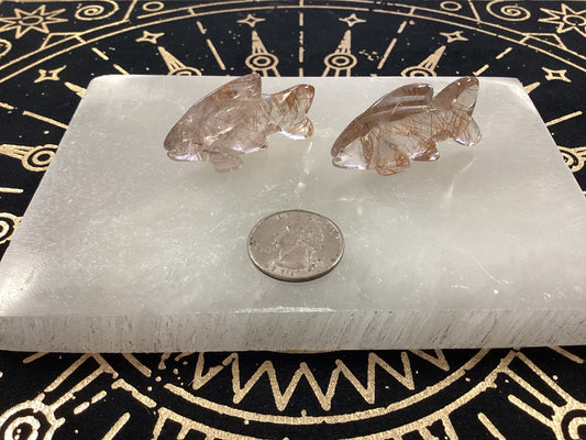 Rutilated Quartz Fish Figurines - Small