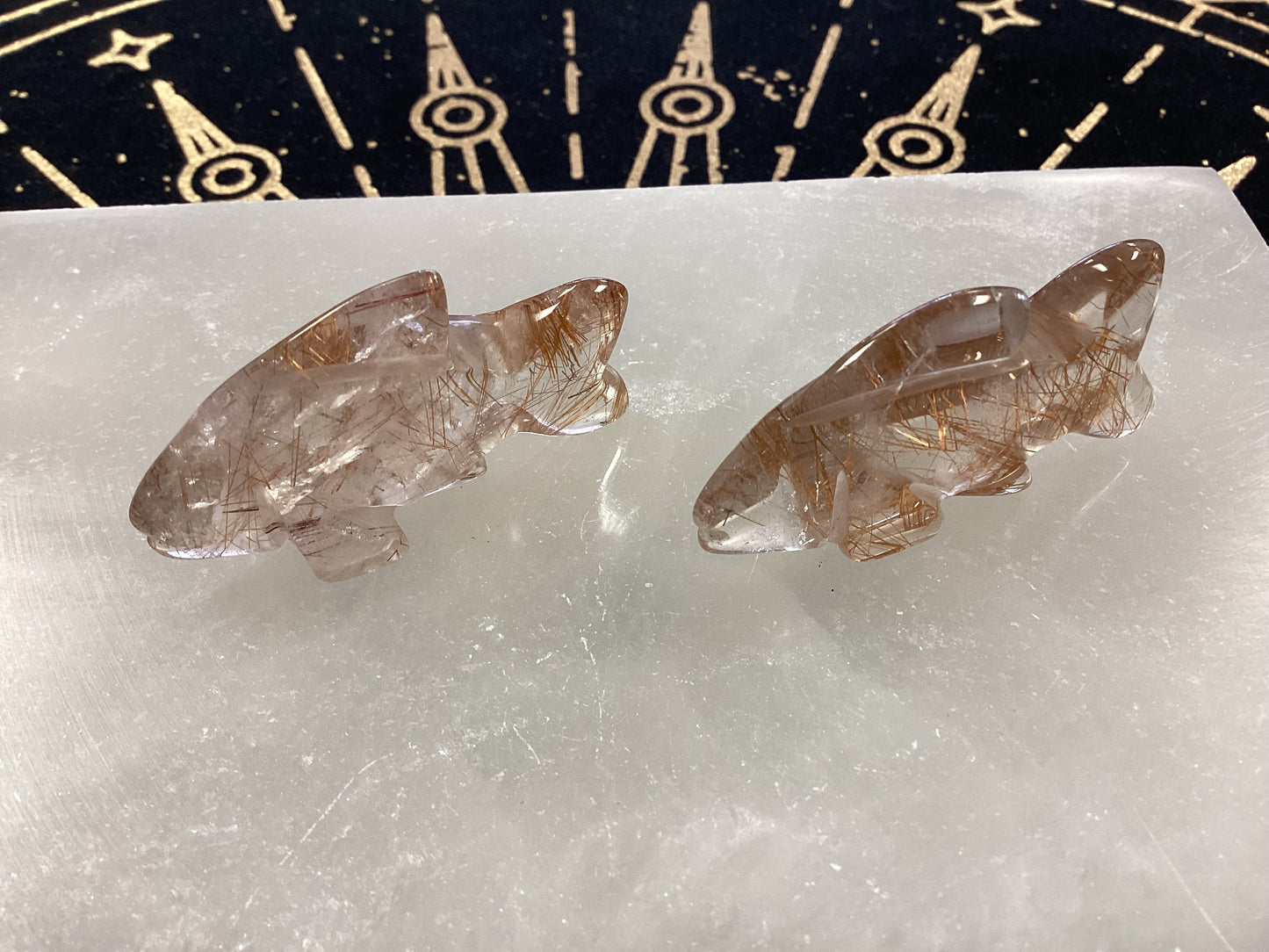 Rutilated Quartz Fish Figurines - Small