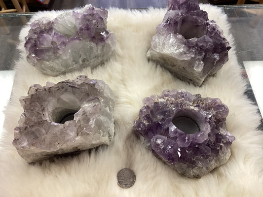 Amethyst Cluster Candleholders - Jumbo