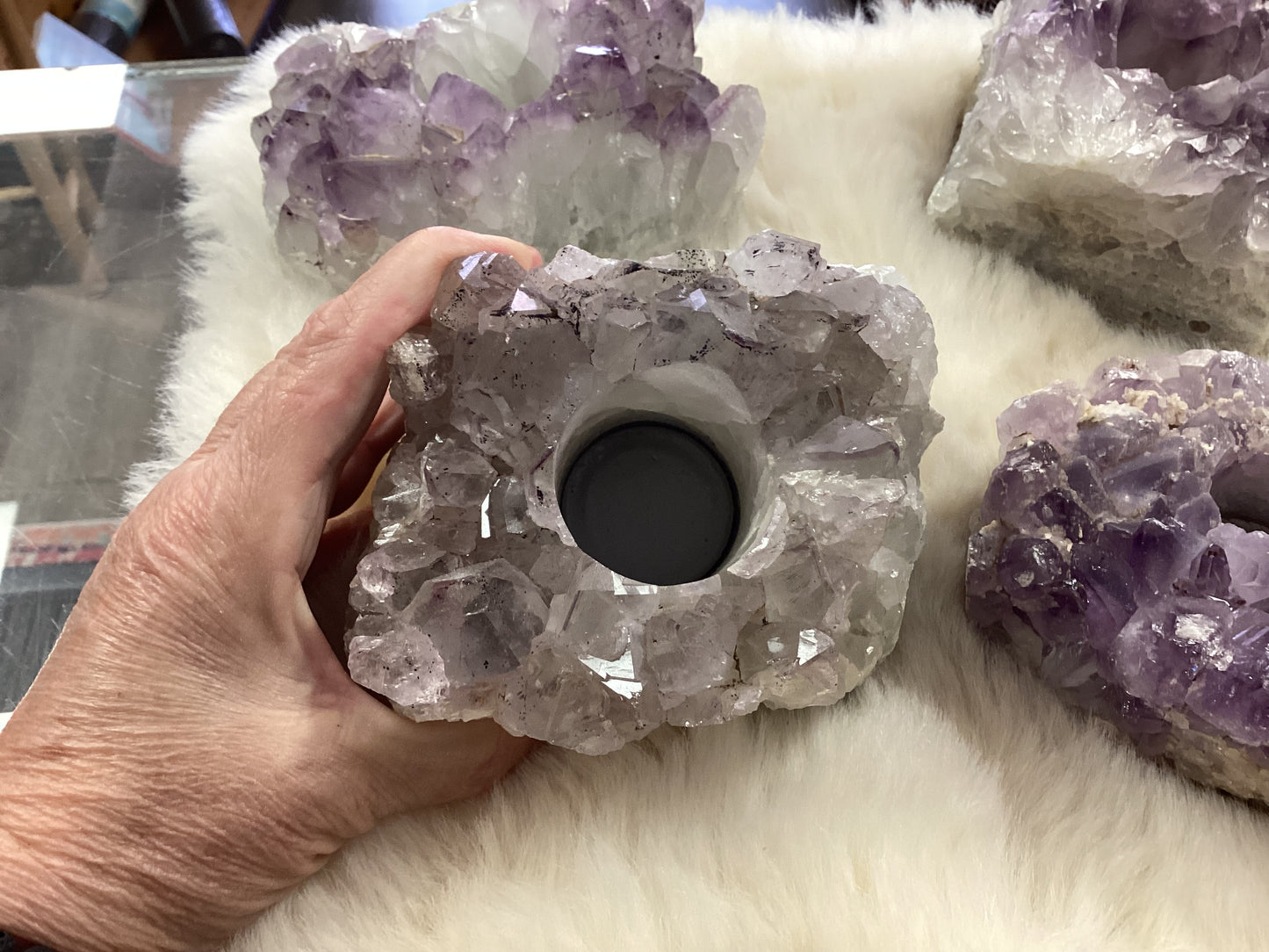 Amethyst Cluster Candleholders - Jumbo