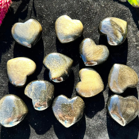 Gold Sheen Obsidian Hearts