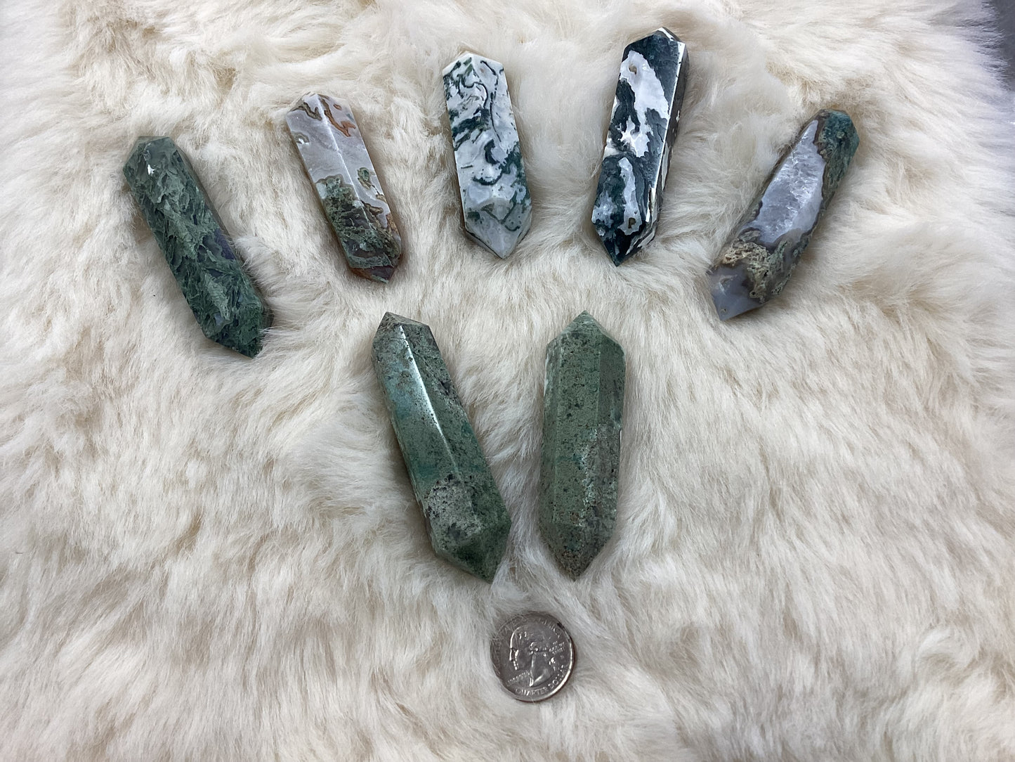 Moss Agate Double Terminated Pointed Wands