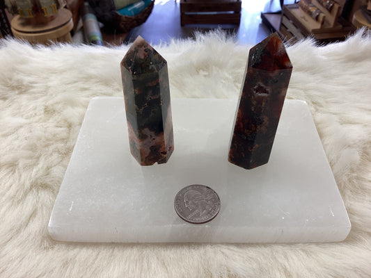 Red Moss Agate Obelisk Tower Points - Medium