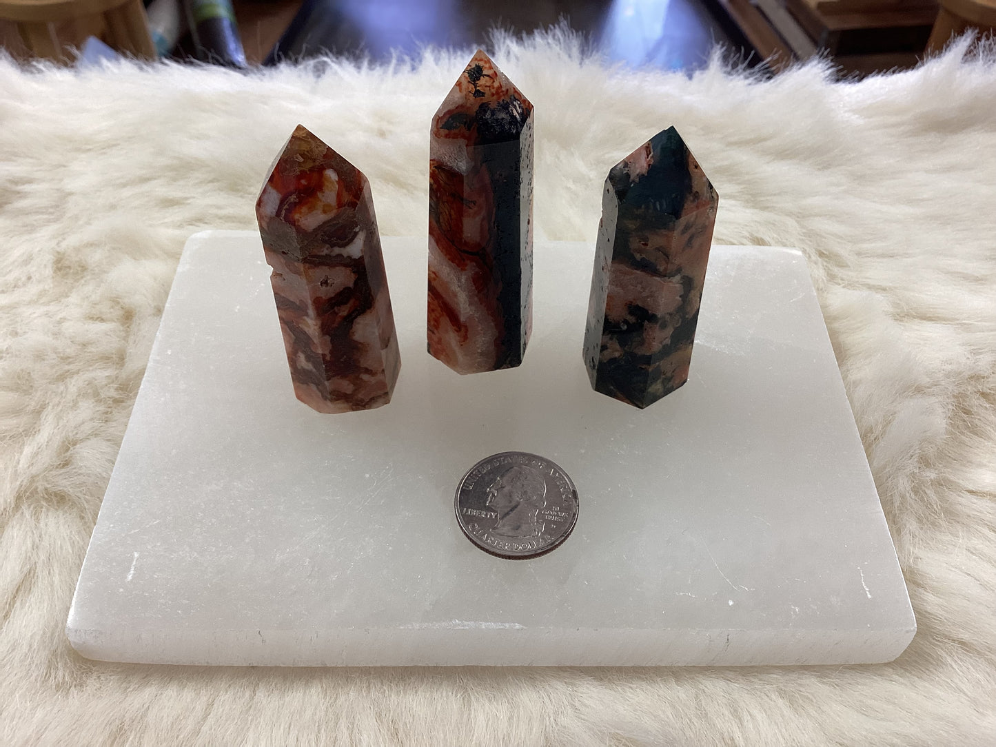 Red Moss Agate Obelisk Tower Points  - Small