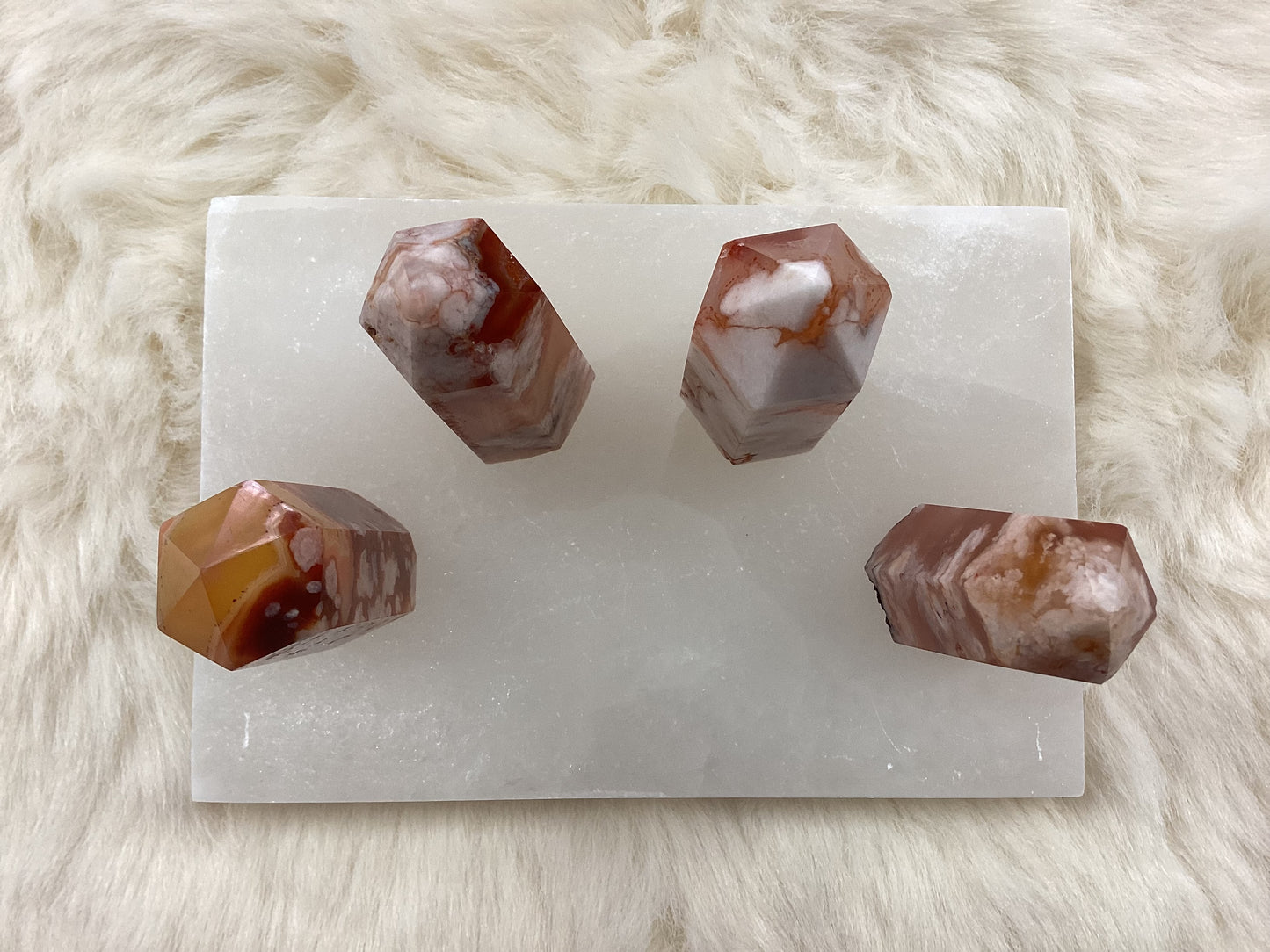 Carnelian Flower Agate Obelisk Towers - Medium