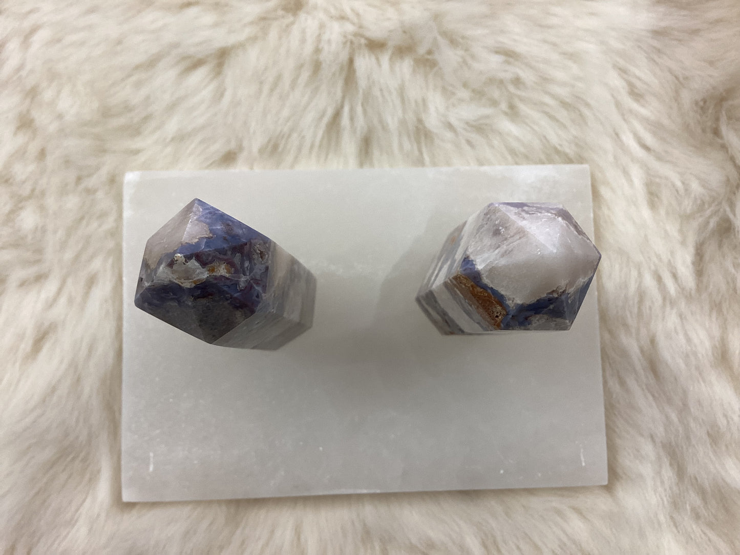 Blue Flower Agate Obelisk Points - Medium