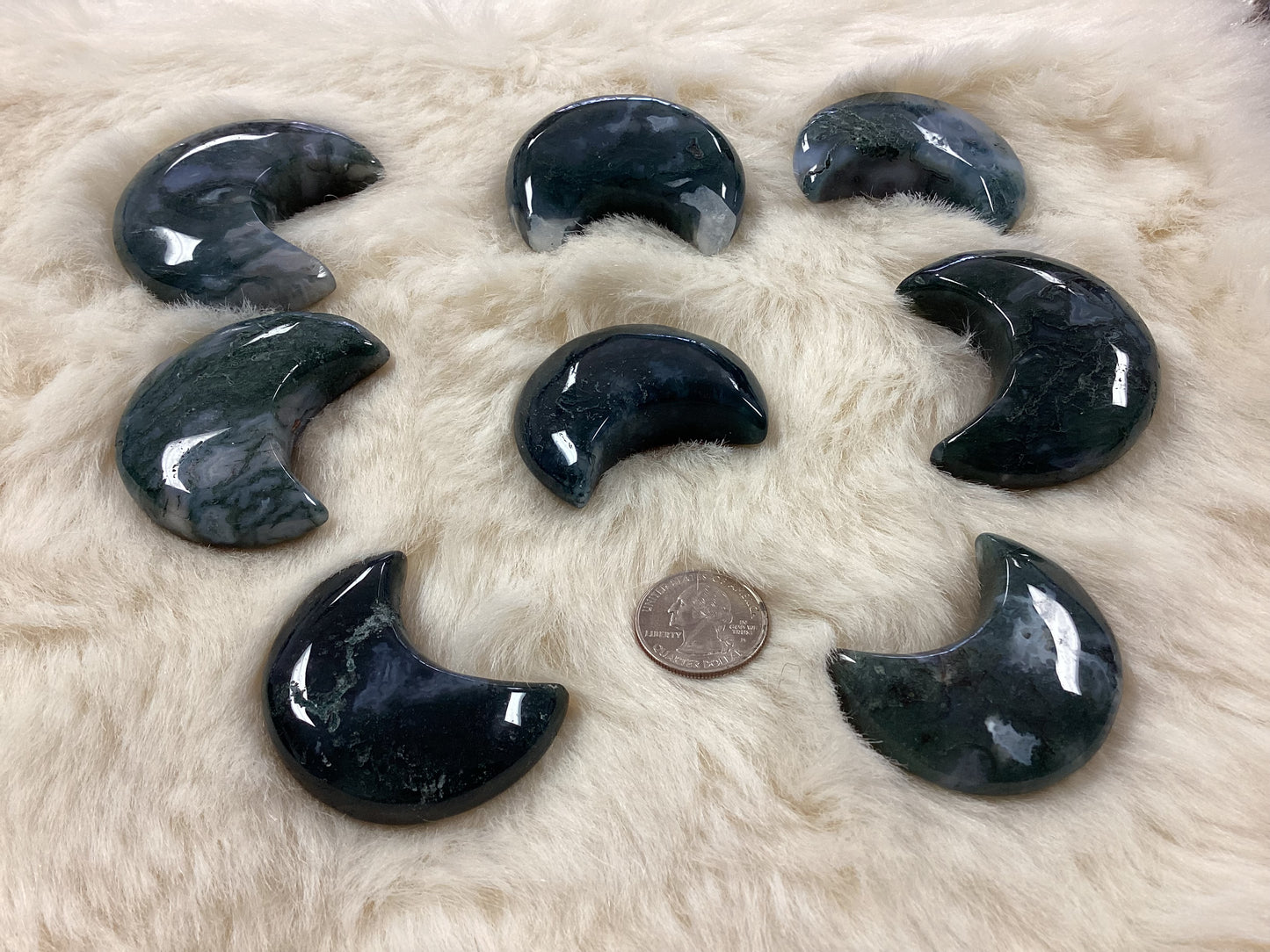 Moss Agate Crystal Moons