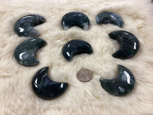 Moss Agate Crystal Moons