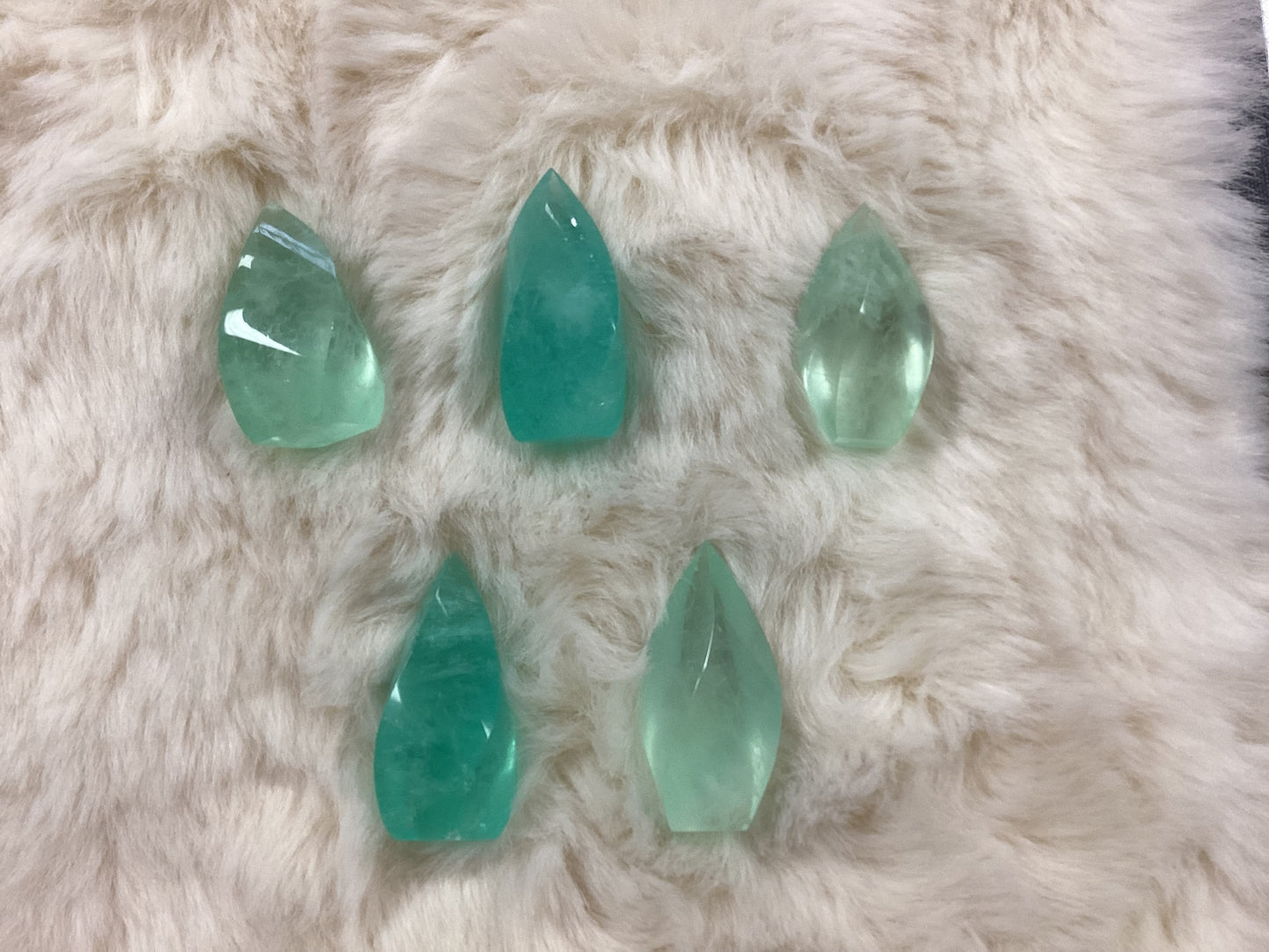 Green Fluorite Crystal Flames