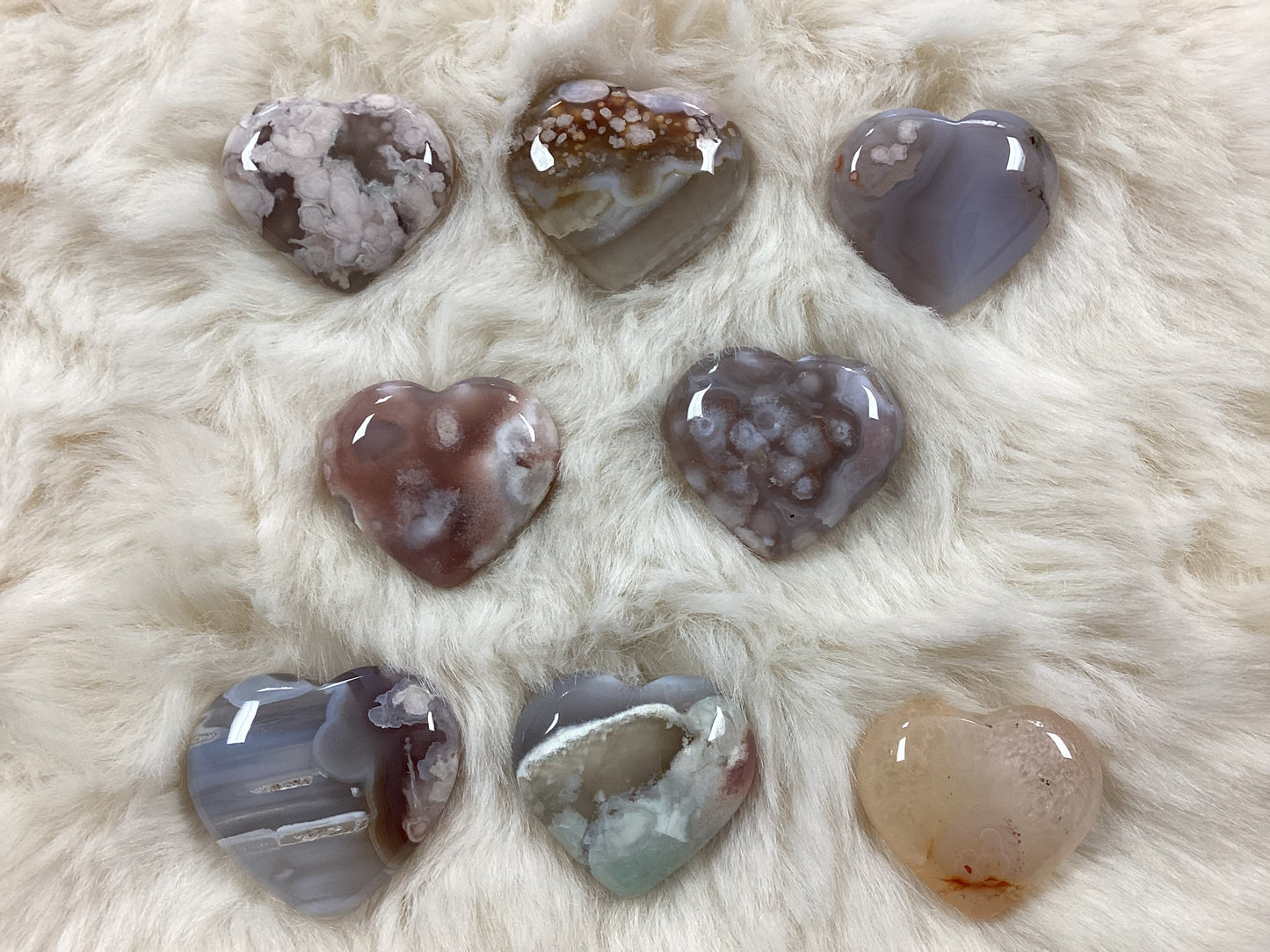 Flower Agate Hearts