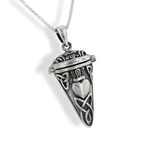 Celtic Knot Heart Sterling Silver Pendulum Box Necklace