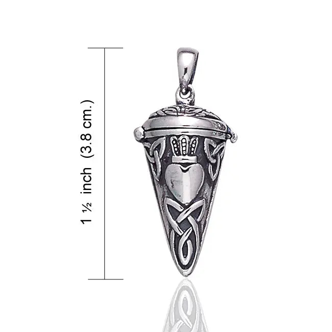 Celtic Knot Heart Sterling Silver Pendulum Box Necklace