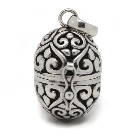 Filigree Egg Sterling Silver Locket Pendant