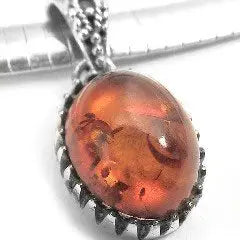 Sterling Silver Medieval Style Amber Jagged Pendant