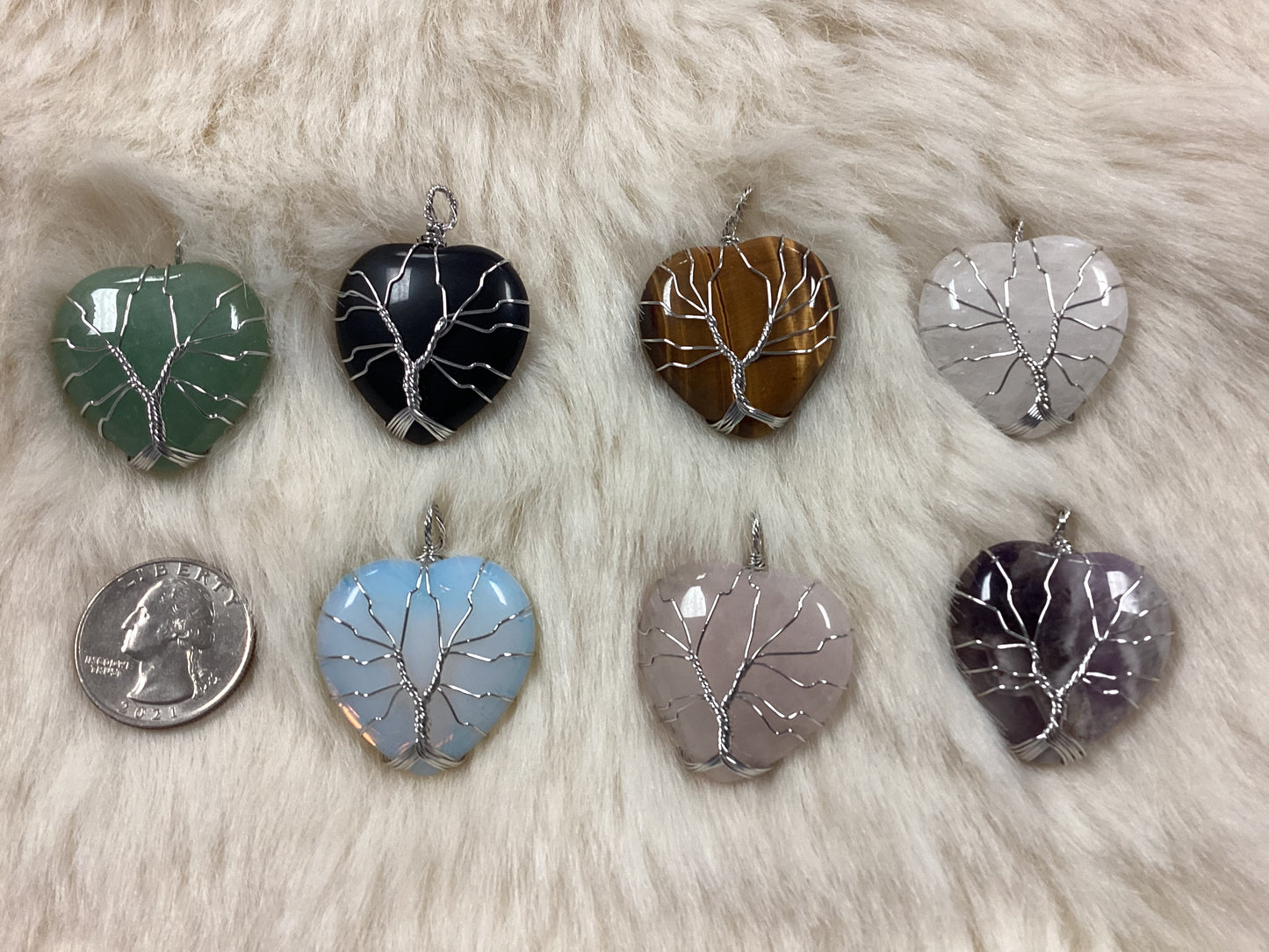 Hand-Wrapped Crystal Heart Pendant - Assorted