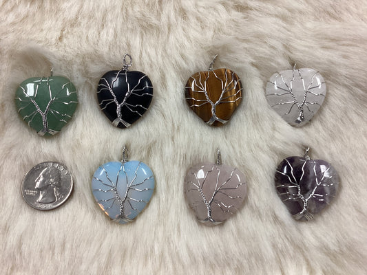 Hand-Wrapped Crystal Heart Pendant - Assorted