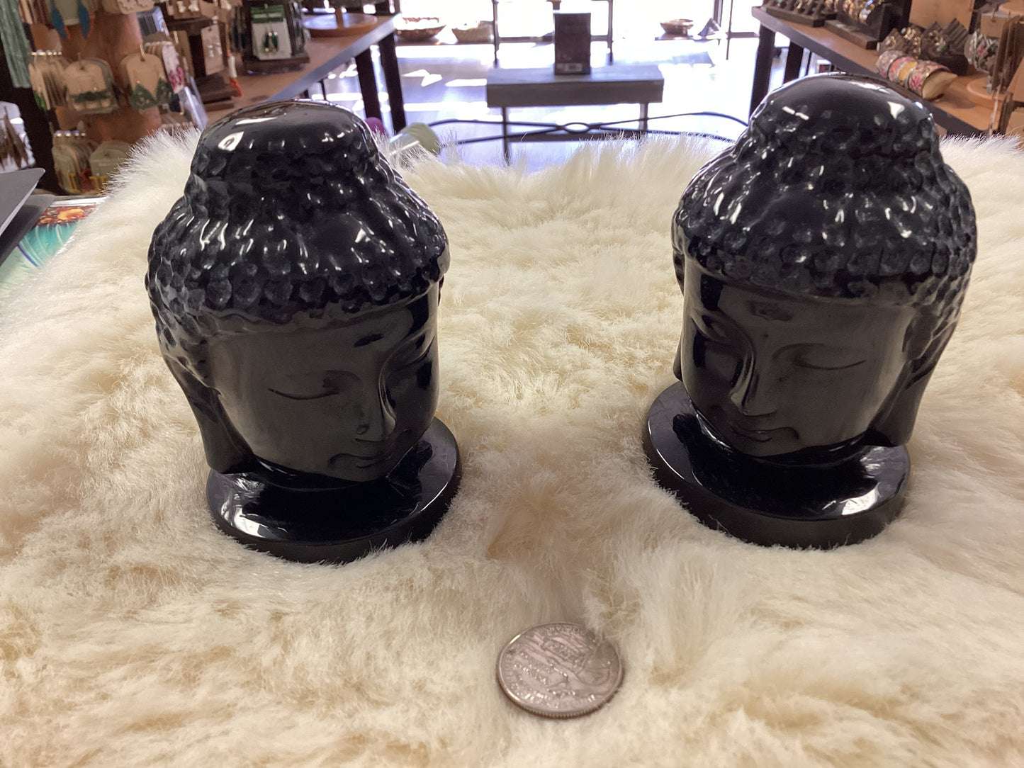 Black Obsidian Guan Yin Female Buddha Head