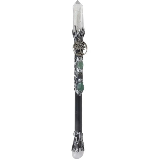 Magick Wand - Clear Quartz Point with Silver Tree of Life