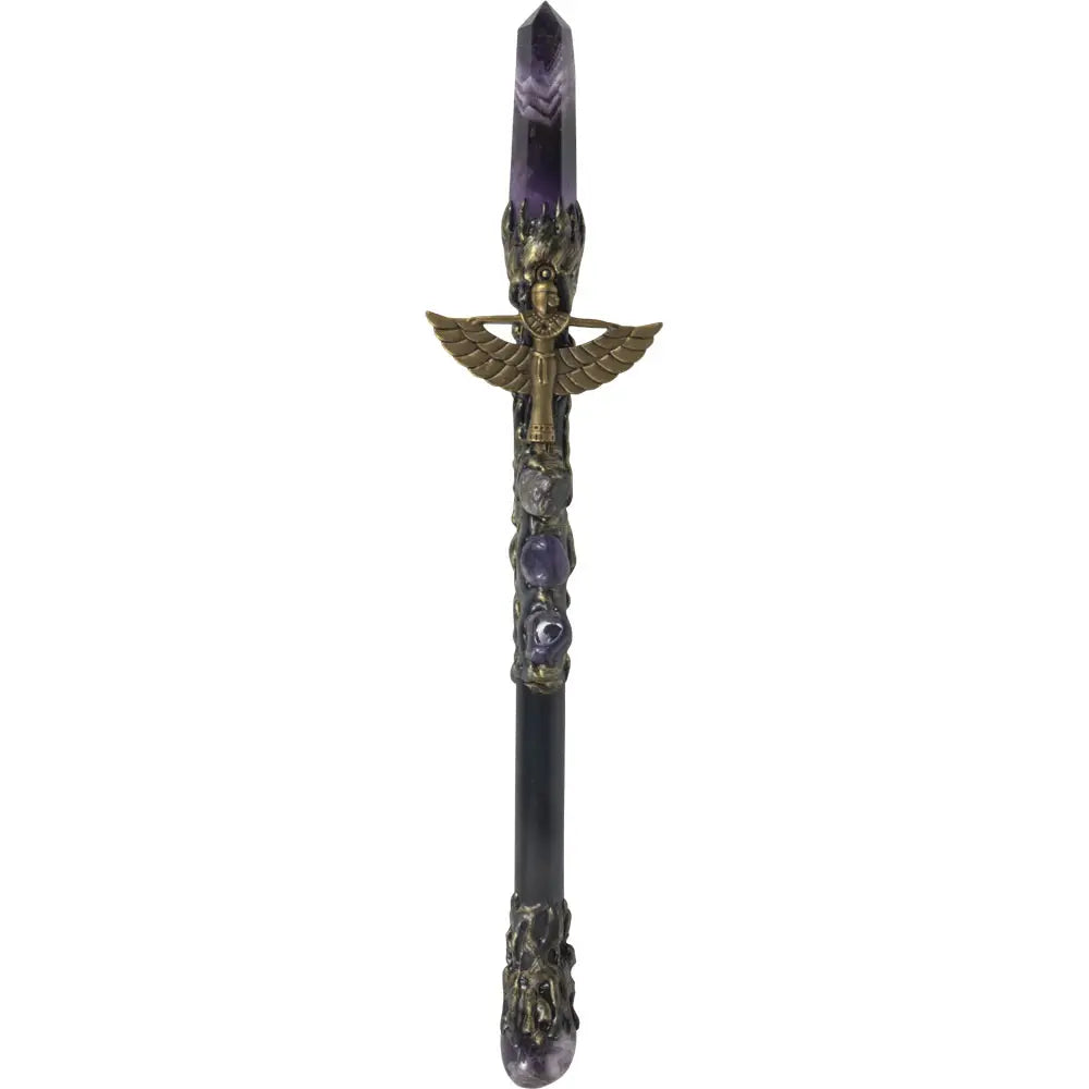 Magick Wand - Amethyst Point with Gold Isis