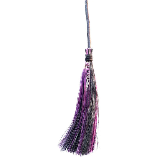 Wicca Besom - Purple/Black - Goddess with Amethyst