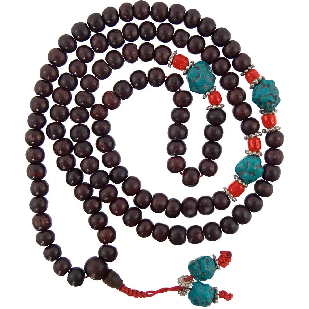 Rosewood and Turquoise Mala Beads