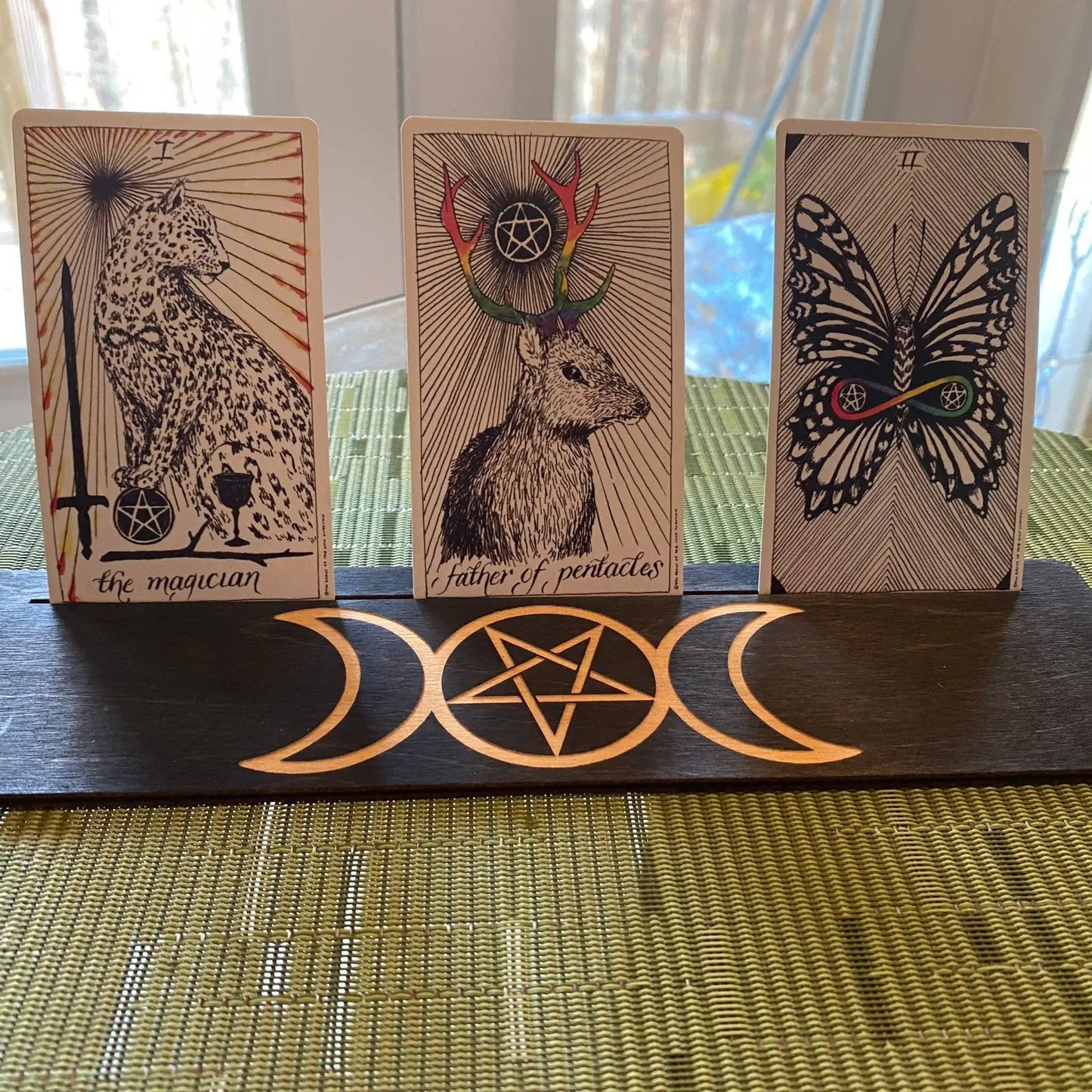 Triple Moon Pentagram Tarot Card Holder