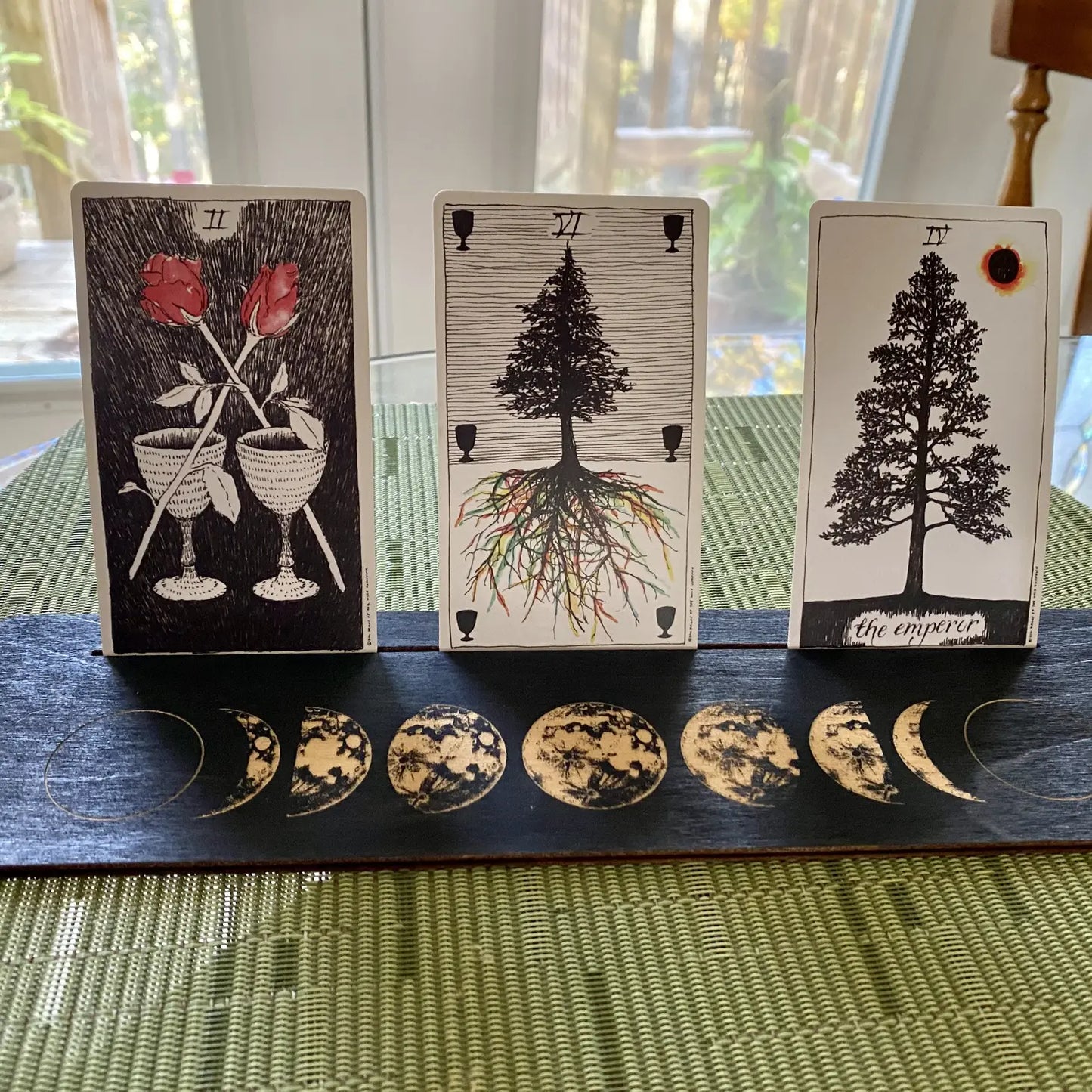 Moon Phase Tarot Card Holder - three cards