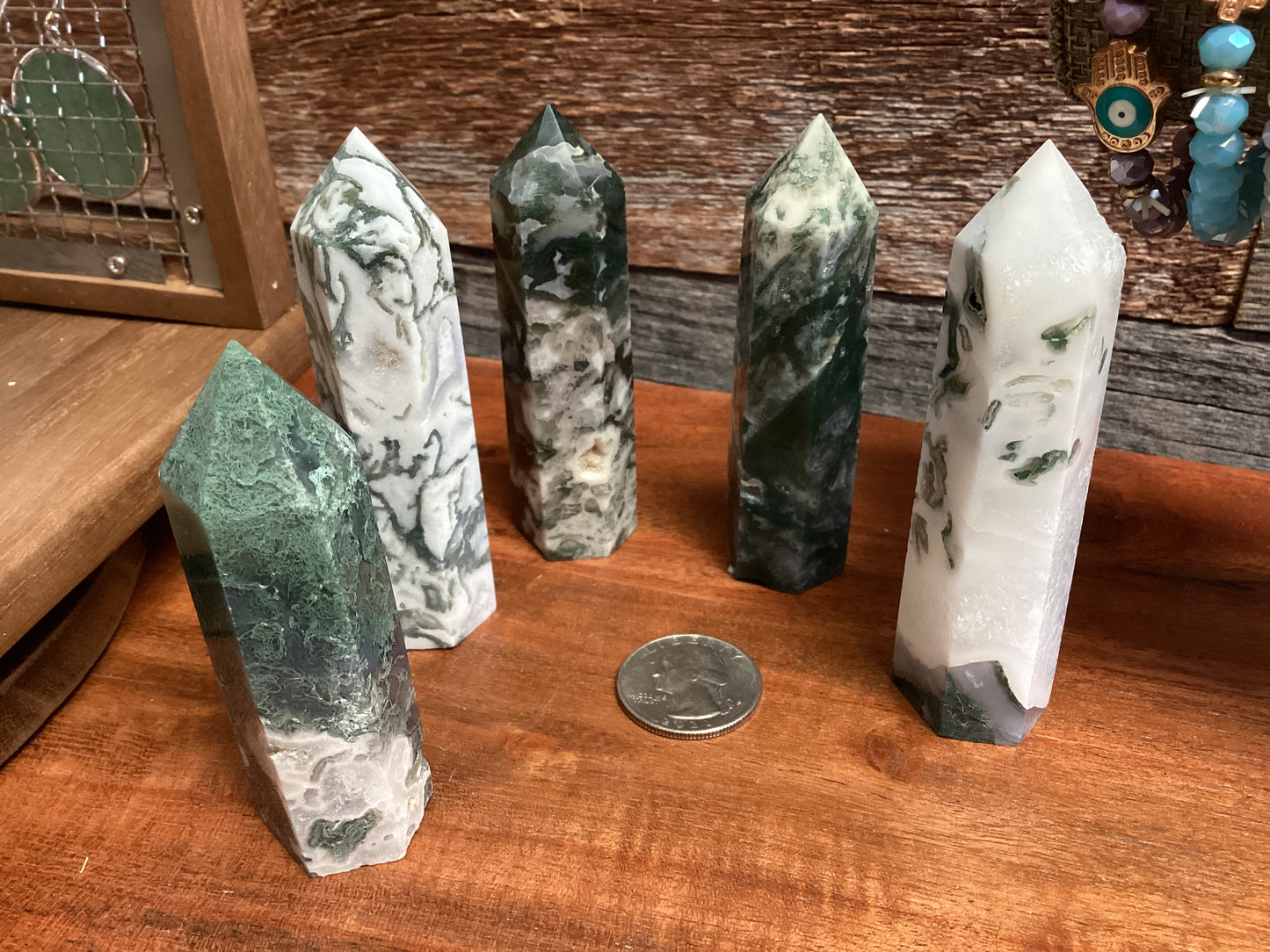 Moss Agate Obelisk Tower - Small