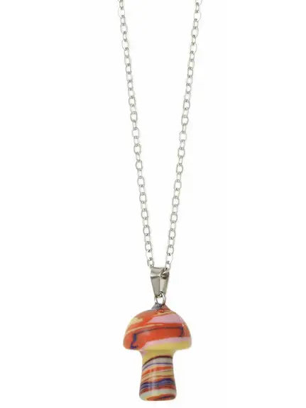 Painted Picasso Stone Mushroom Necklace