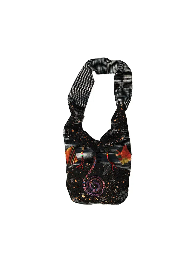 Dark Star Printed Patchwork Cotton Shoulder Bag