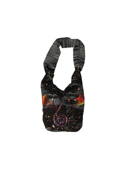 Dark Star Printed Patchwork Cotton Shoulder Bag