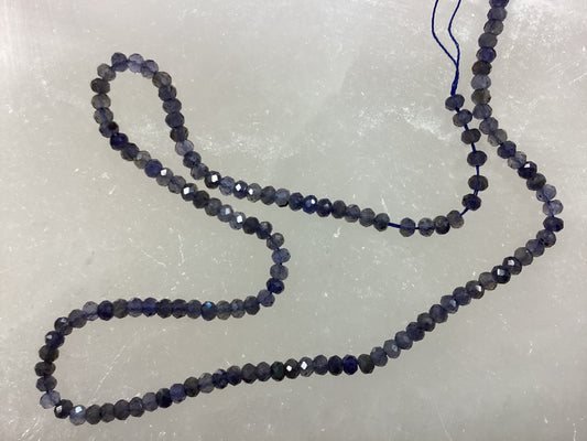 Iolite Rondelle Faceted A Grade Cut (4mm) for Jewelry Making