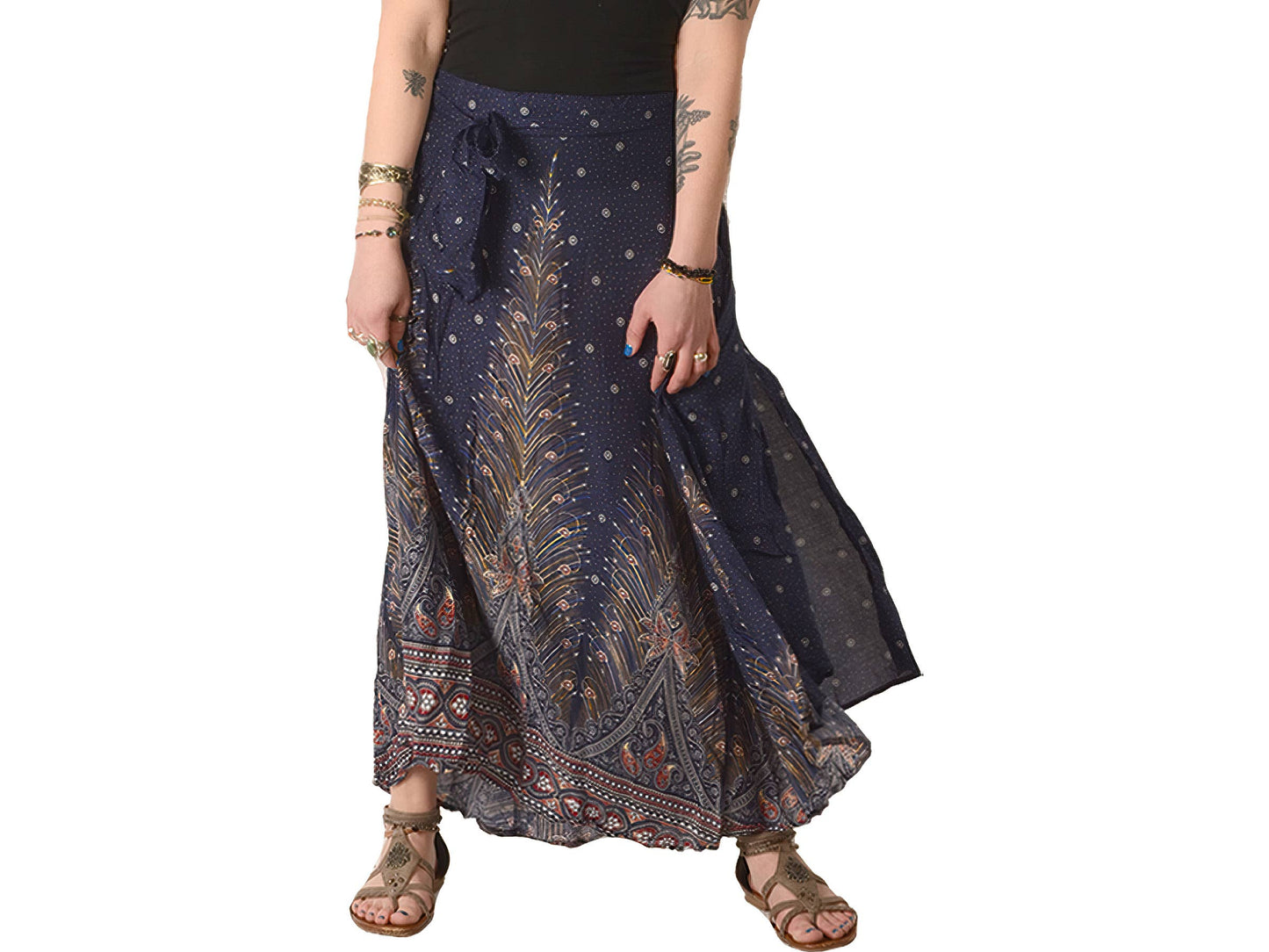 Plumage Parade Print Rayon Wrap Skirt