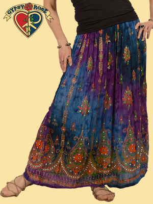 Magic Carpet Ride Tie Dye Sequined Long Skirt